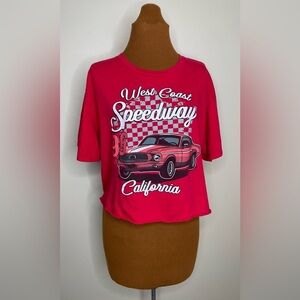 Obsessive Love Cropped West Coast California Speedway Graphic Shirt Size Large
